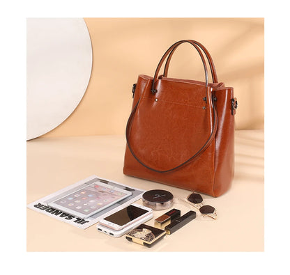 Hifashion Vintage Cowhide Genuine Leather Tote Handbags For Women 2025 Trend Designer Office Work Ladies Shoulder Crossbody Bags
