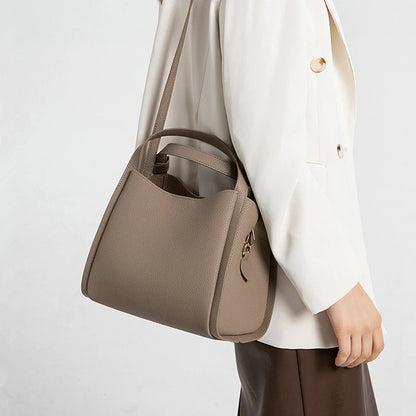 Hifashion Vintage Cow Genuine Leather Bucket Tote Shoulder Bags For Women 2025 Luxury Designer Shopper Crossbody Ladies Handbags
