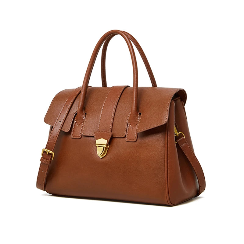 Hifashion Cowhide Genuine Leather Large Tote Handbags For Women 2025 Luxury Designer Top Handle Briefcase Satchel Shoulder Bags
