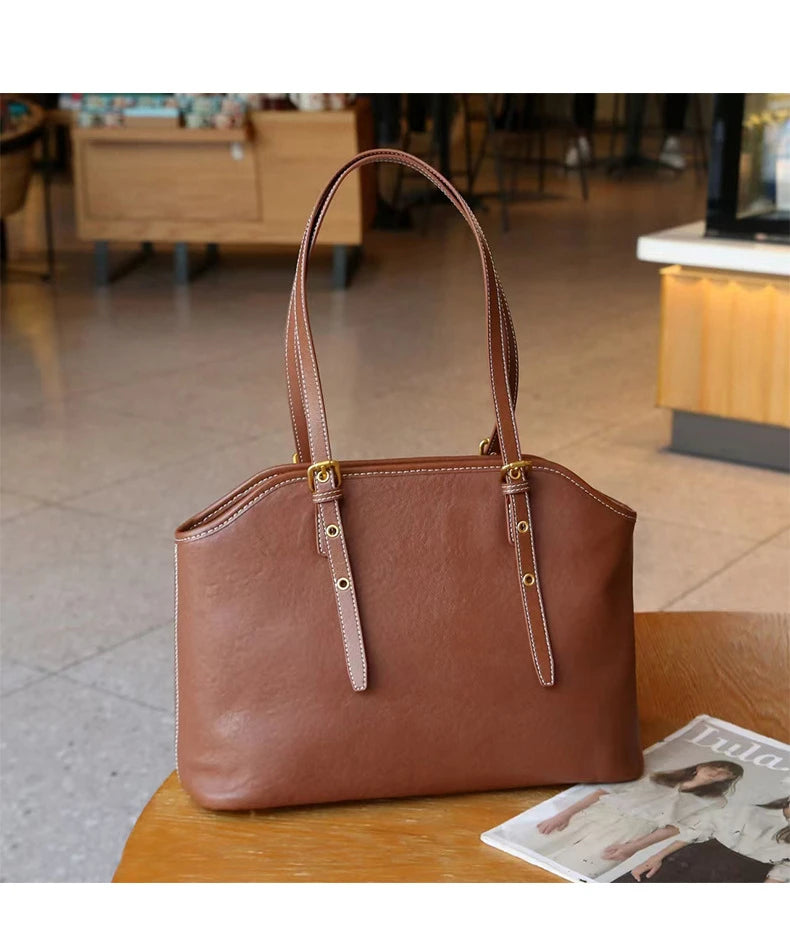Hifashion 100% Genuine Leather Large Underarm Shoulder Bags For Women 2025 Trend Designer Tote Shopper Office Ladies Handbags