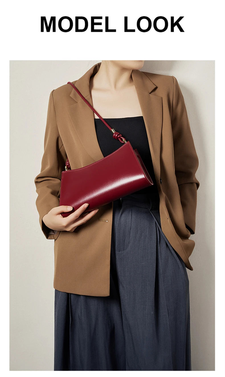 Hifashion Cowhide Genuine Leather Underarm Shoulder Bags For Women 2025 Luxury Designer Evening Party Purse Work Ladies Handbags