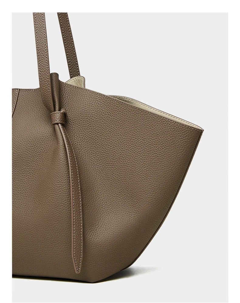 Hifashion Cowhide Genuine Leather Large Tote Shoulder Bags For Women 2025 Trend Designer Trapeze Purses Underarm Ladies Handbags