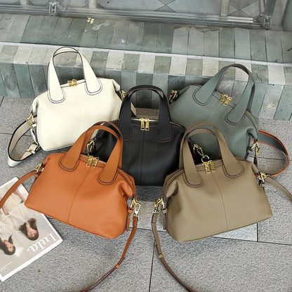 Hifashion 100% Cowhide Genuine Leather Handbags For Women 2025 Trend Designer Wide Strap Pillow Ladies Shoulder Crossbody Bags