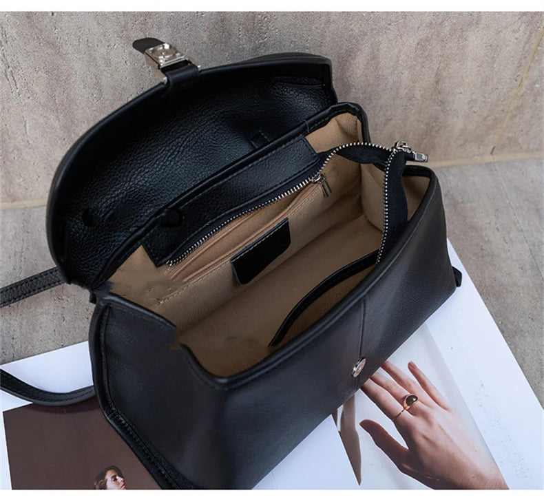 Hifashion Cowhide Genuine Leather Crossbody Shoulder Bags For Women 2025 Trend Designer Satchel Purses Boston Ladies Handbags