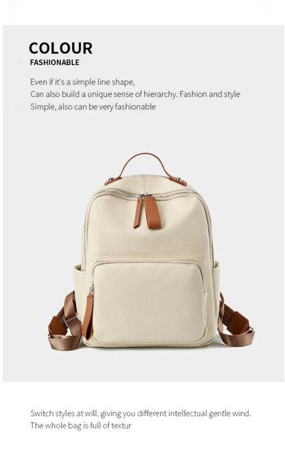 Hifashion 100% Cowhide Genuine Leather Backpack For Women 2025 Trend Designer Soft Travel Work Daypack Teenage Girls School Bags