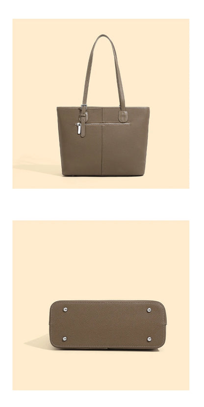 Hifashion Cowhide Genuine Leather Large Tote Bags For Women 2025 Luxury Designer Shopping Shoulder Bags A4 Work Ladies Handbags