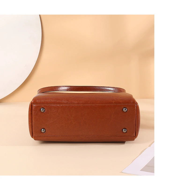 Hifashion Vintage Cowhide Genuine Leather Tote Handbags For Women 2025 Trend Designer Office Work Ladies Shoulder Crossbody Bags