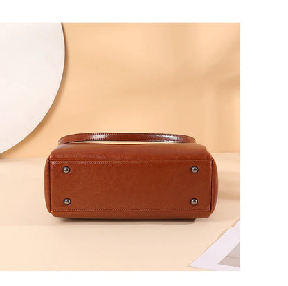 Hifashion Vintage Cowhide Genuine Leather Tote Handbags For Women 2025 Trend Designer Office Work Ladies Shoulder Crossbody Bags