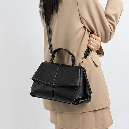 Hifashion Vintage Cowhide Genuine Leather Handbags For Women 2025 Trend Designer Top Handle Flap Ladies Shoulder Crossbody Bags