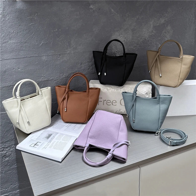 Hifashion Stylish Genuine Leather Tote Shoulder Bags For Women 2025 Trend Designer Basket Shopper Work Crossbody Ladies Handbags