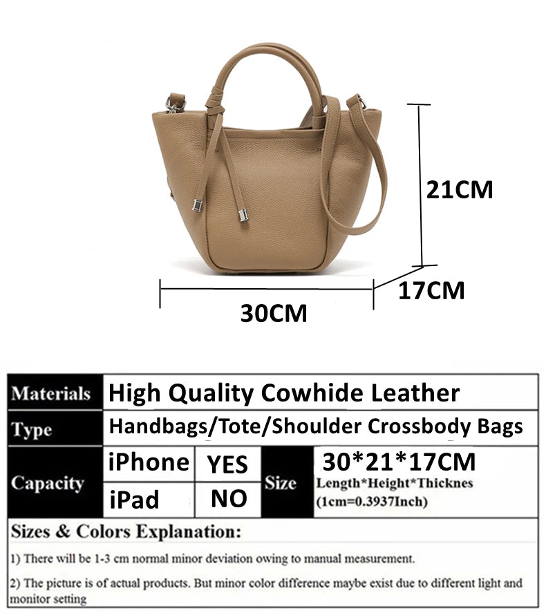 Hifashion Stylish Genuine Leather Tote Shoulder Bags For Women 2025 Trend Designer Basket Shopper Work Crossbody Ladies Handbags