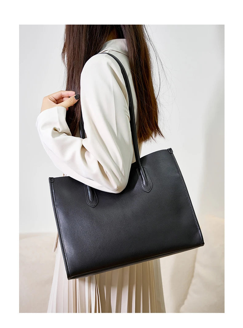 Hifashion Vintage Genuine Leather Tote Shoulder Bags For Women 2025 Trend Designer Large Capacity Shopping Work Ladies Handbags