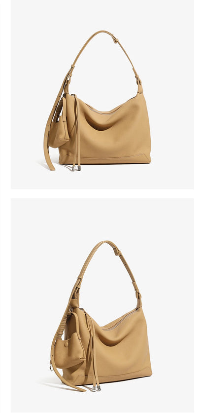 Hifashion Cowhide Genuine Leather Crescent Hobo Bags 2025 Trend Designer Commuting Shoulder Crossbody Bags Soft Ladies Handbags