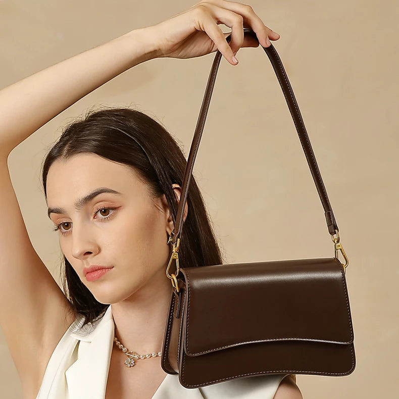 Hifashion Vintage Genuine Leather Underarm Shoulder Bags For Women 2025 Luxury Designer Crossbody Purses Saddle Ladies Handbags