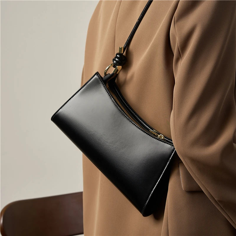 Hifashion Cowhide Genuine Leather Underarm Shoulder Bags For Women 2025 Luxury Designer Evening Party Purse Work Ladies Handbags