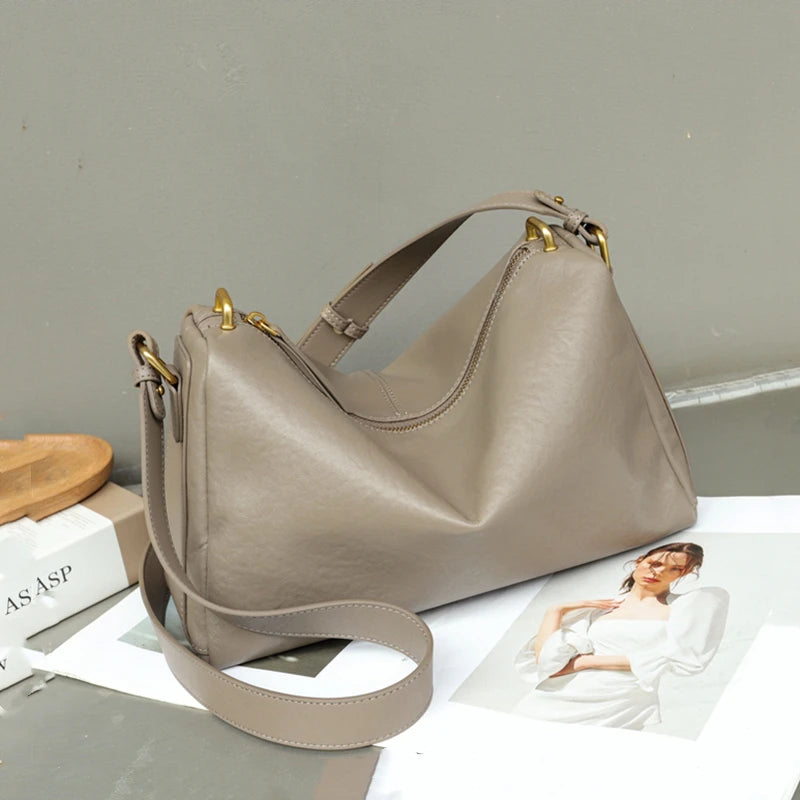 Hifashion 100% Genuine Leather Underarm Shoulder Bags For Women 2025 Trend Designer Crossbody Hobos Top Handle Ladies Handbags