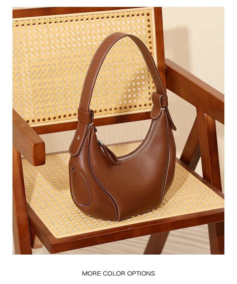 Hifashion Cowhide Genuine Leather Half Moon Crossbody Shoulder Bags For Women 2025 Trend Designer Hobo Underarm Ladies Handbags