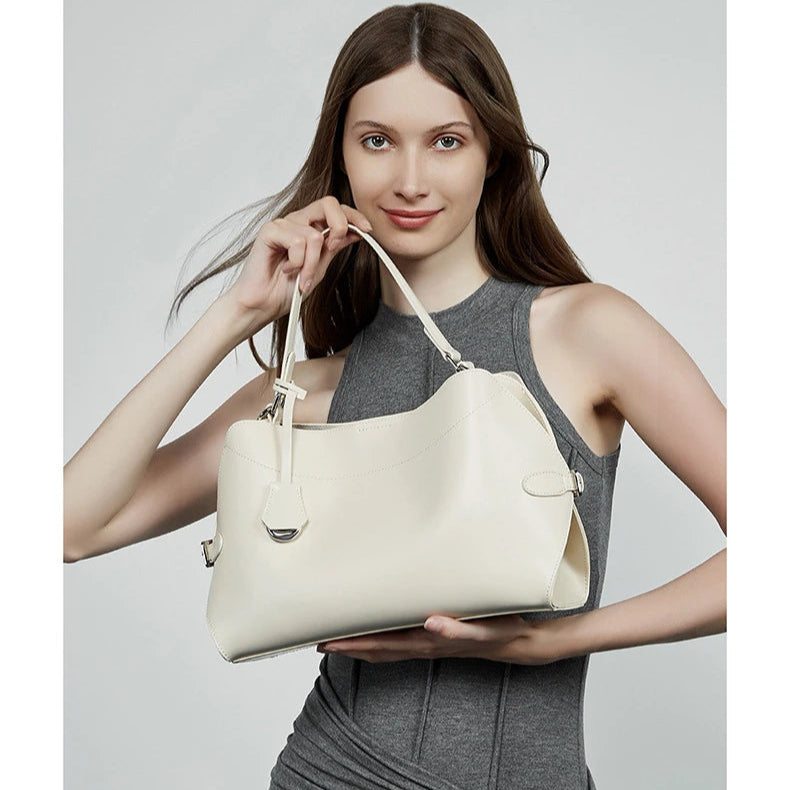 Hifashion Cowhide Genuine Leather Tote Handbags For Women 2025 Luxury Designer Crescent Office Ladies Shoulder Crossbody Bags