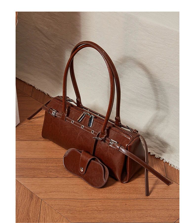Hifashion Motorcycle Style Genuine Leather Underarm Shoulder Bags For Women 2025 Trend Designer Sling Purse Tote Ladies Handbags