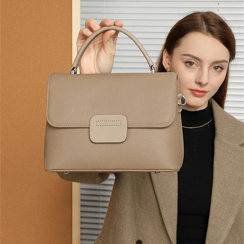 Hifashion Classic Cowhide Genuine Leather Tote Handbags For Women 2025 Trend Designer Wide Strap Ladies Shoulder Crossbody Bags