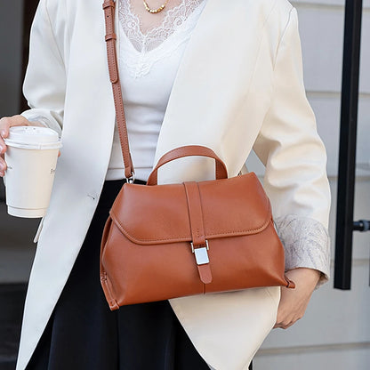 Hifashion Cowhide Genuine Leather Crossbody Shoulder Bags For Women 2025 Trend Designer Satchel Purses Boston Ladies Handbags