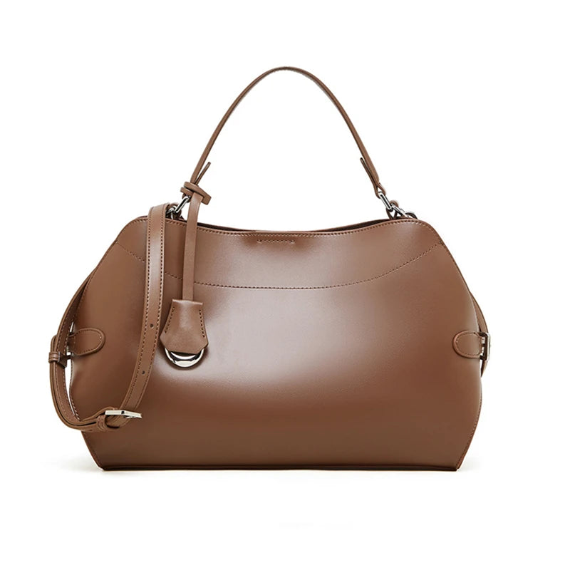 Hifashion Cowhide Genuine Leather Tote Handbags For Women 2025 Luxury Designer Crescent Office Ladies Shoulder Crossbody Bags