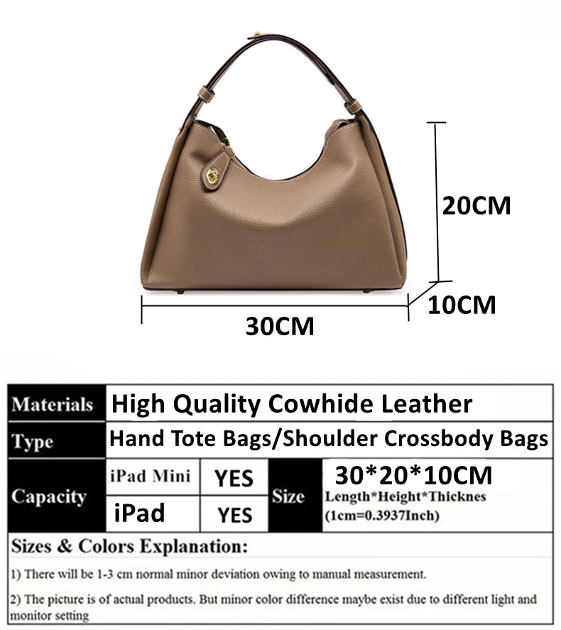 Hifashion 100% Genuine Leather Crescent Shoulder Crossbody Bags For Women 2025 Luxury Designer Top Handle Purses Ladies Handbags