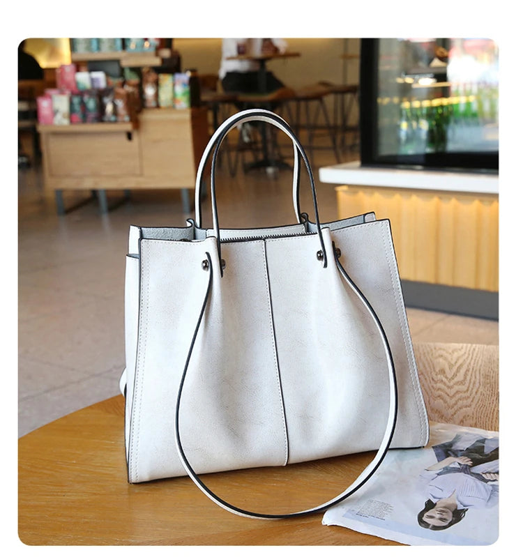 Hifashion Vintage Genuine Leather Large Shoulder Tote Bags For Women 2025 Trend Designer Oil Wax Shopper Office Ladies Handbags