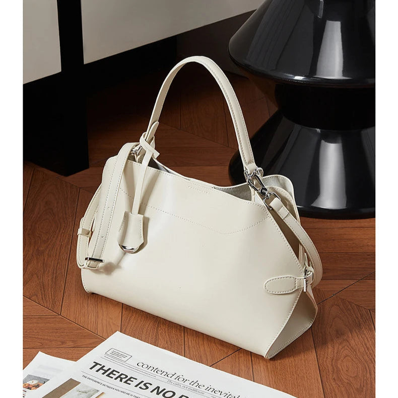 Hifashion Cowhide Genuine Leather Tote Handbags For Women 2025 Luxury Designer Crescent Office Ladies Shoulder Crossbody Bags