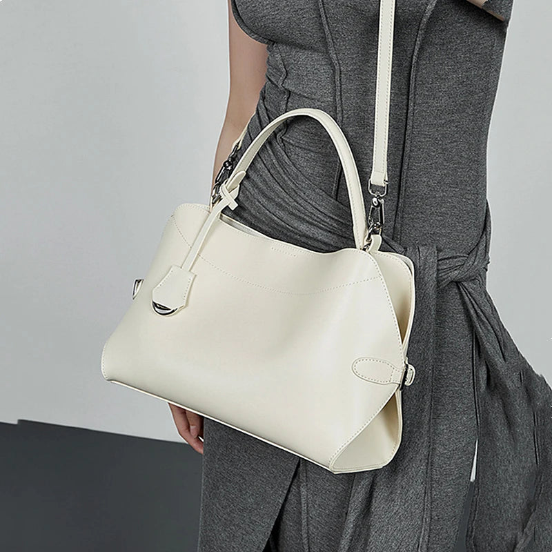Hifashion Cowhide Genuine Leather Tote Handbags For Women 2025 Luxury Designer Crescent Office Ladies Shoulder Crossbody Bags