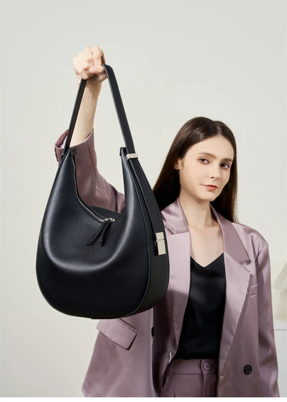 Hifashion Elegant Cow Genuine Leather Large Crescent Shoulder Bags For Women 2025 Trend Designer Hobo  Tote Work Ladies Handbags