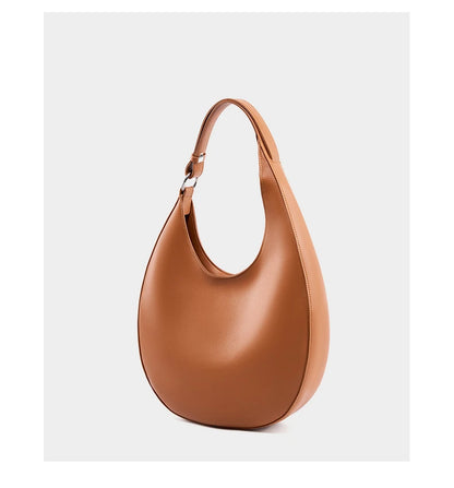 Hifashion Trendy Genuine Leather Crescent Underarm Shoulder Bags For Women 2025 Luxury Designer Hobos Half Moon Tote Handbags