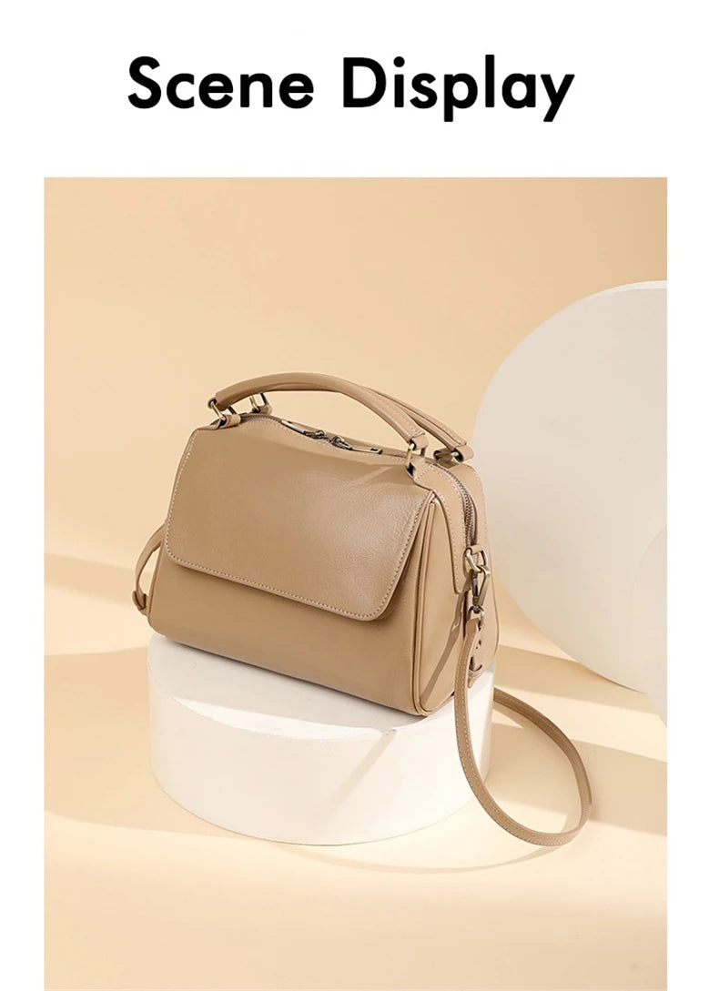 Hifashion Cowhide Genuine Leather Pillow Tote Handbags For Women 2025 Luxury Designer Satchel Work Ladies Shoulder Crossbody Bag