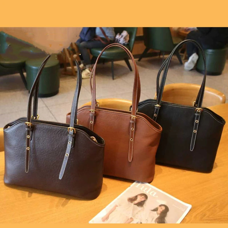 Hifashion 100% Genuine Leather Large Underarm Shoulder Bags For Women 2025 Trend Designer Tote Shopper Office Ladies Handbags
