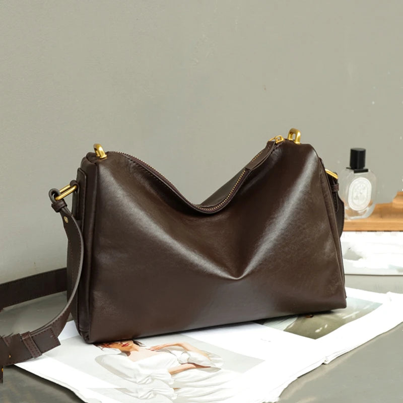 Hifashion 100% Genuine Leather Underarm Shoulder Bags For Women 2025 Trend Designer Crossbody Hobos Top Handle Ladies Handbags