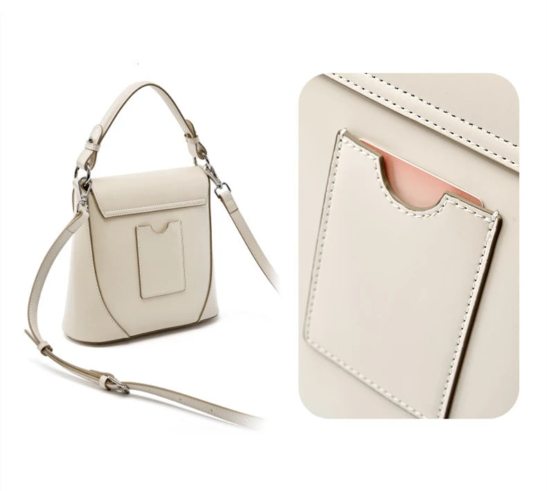 Hifashion Luxury Genuine Leather Bucket Small Shoulder Crossbody Bags For Women 2025 Trend Designer Short Handle Tote Handbags