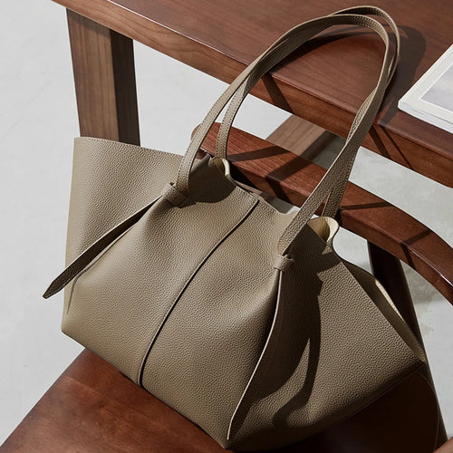 Hifashion Cowhide Genuine Leather Large Tote Shoulder Bags For Women 2025 Trend Designer Trapeze Purses Underarm Ladies Handbags