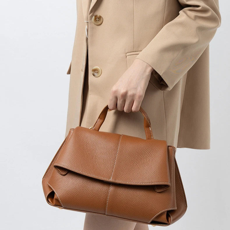Hifashion Vintage Cowhide Genuine Leather Handbags For Women 2025 Trend Designer Top Handle Flap Ladies Shoulder Crossbody Bags