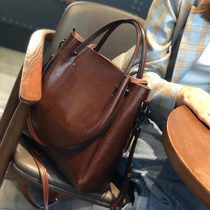 Hifashion Vintage Cowhide Genuine Leather Tote Handbags For Women 2025 Trend Designer Office Work Ladies Shoulder Crossbody Bags