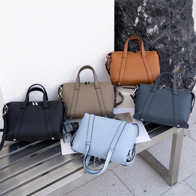 Hifashion Retro Genuine Leather Pillow Shoulder Bags For Women 2025 Trend Designer Crossbody Purses Boston Tote Ladies Handbags