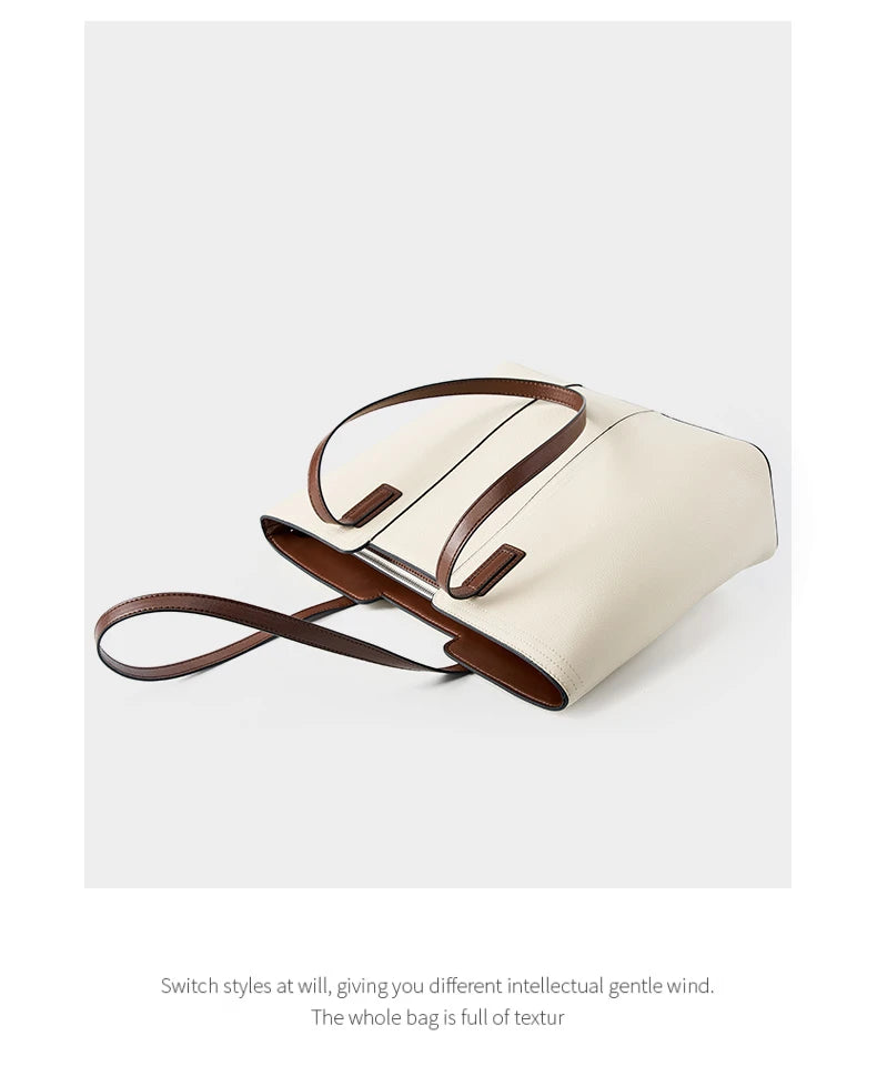 Hifashion Cowhide Genuine Leather Large Shoulder Bags For Women 2025 Luxury Designer Shopper Work Tote Commuter Ladies Handbags