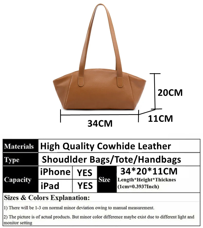 Hifashion 100% Real Genuine Leather Large Tote Shoulder Bags For Women 2025 Luxury Designer Trapeze Shopper Work Ladies Handbags