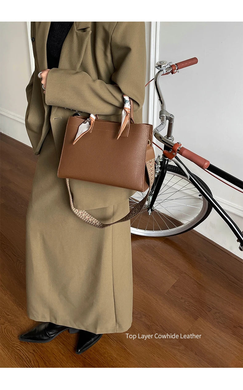 Hifashion Cowhide Genuine Leather Shoulder Bags For Women 2025 Trend Designer Top Handle Commuting Tote Ladies Crossbody Bags