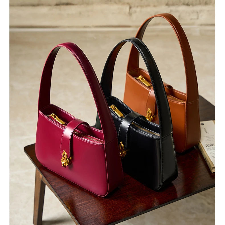 Hifashion Cowhide Genuine Leather Underarm Shoulder Bags For Women 2025 Luxury Designer Half Moon Purse Crescent Ladies Handbags