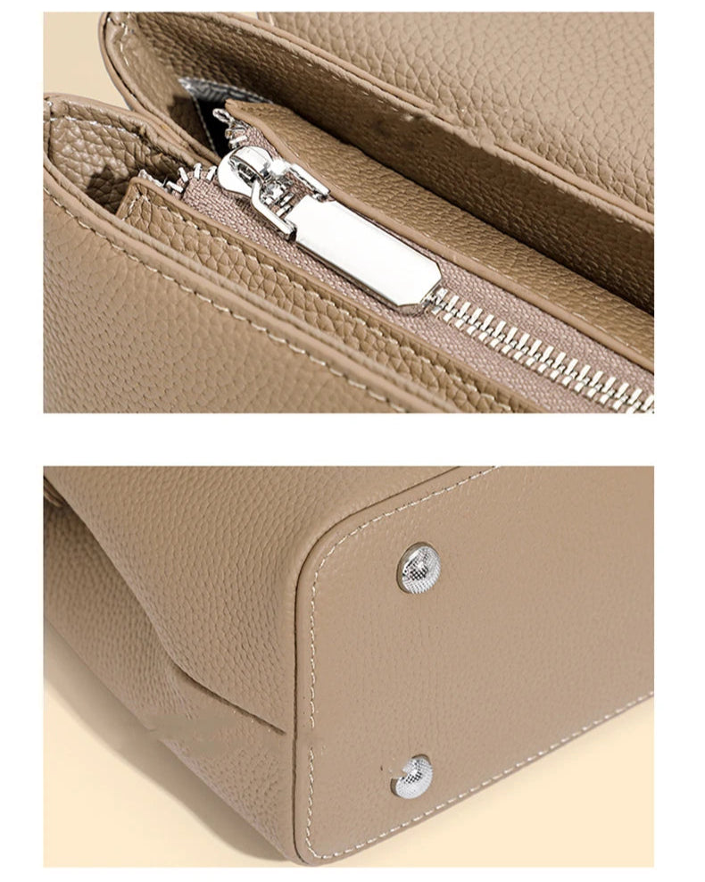Hifashion Classic Cowhide Genuine Leather Tote Handbags For Women 2025 Trend Designer Wide Strap Ladies Shoulder Crossbody Bags