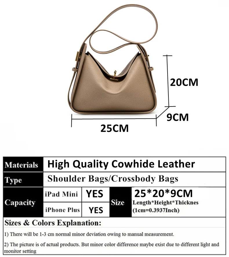 Hifashion Cowhide Genuine Leather Underarm Shoulder Bags For Women 2025 Luxury Designer Crossbody Purses Hobo Ladies Handbags