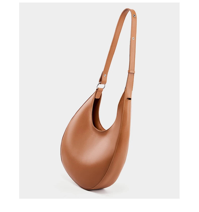 Hifashion Trendy Genuine Leather Crescent Underarm Shoulder Bags For Women 2025 Luxury Designer Hobos Half Moon Tote Handbags