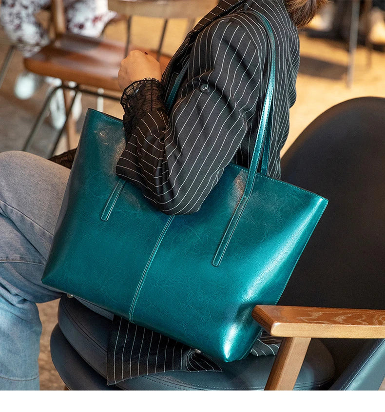 Hifashion Cowhide Genuine Leather Large Tote Bags For Women 2025 Trend Designer A4 Shoulder Bags Laptop Shopper Ladies Handbags