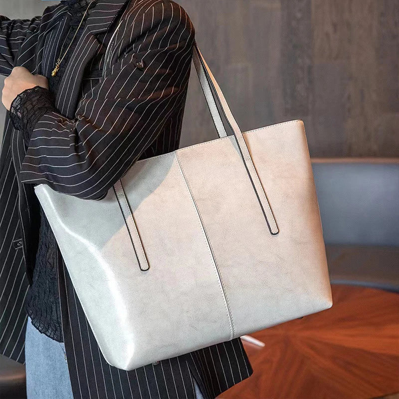 Hifashion Cowhide Genuine Leather Large Tote Bags For Women 2025 Trend Designer A4 Shoulder Bags Laptop Shopper Ladies Handbags