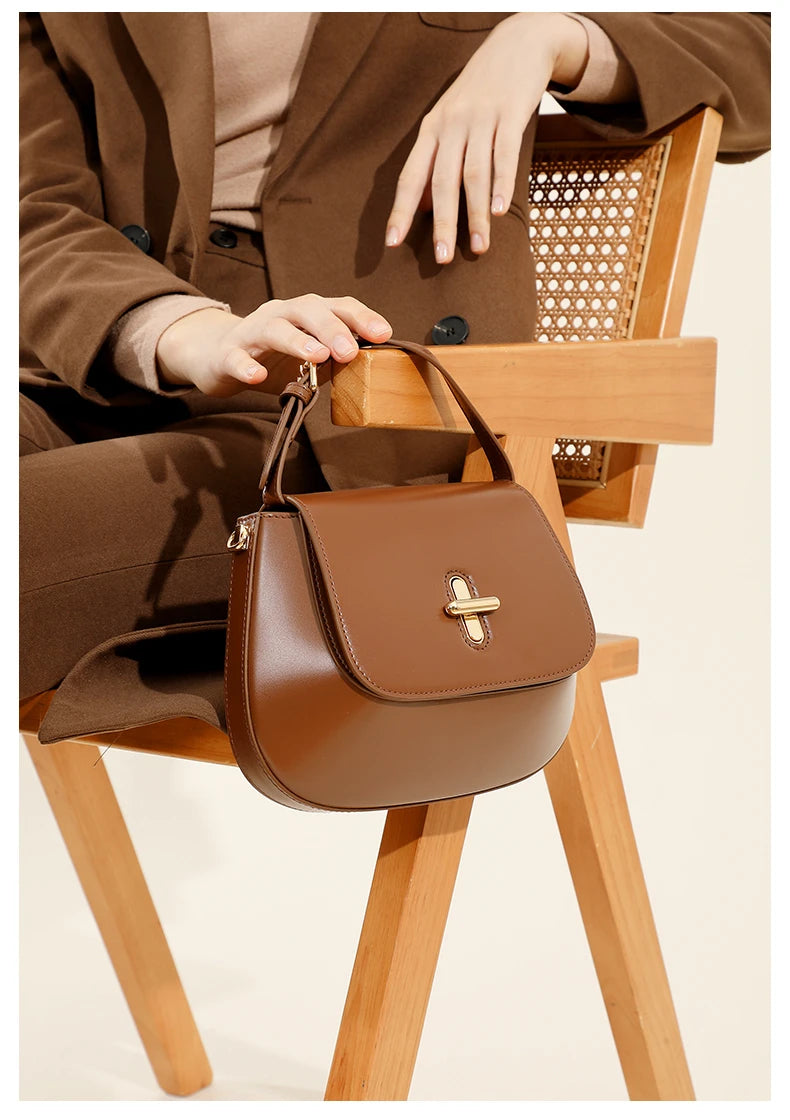 Hifashion Luxury Genuine Leather Saddle Small Shoulder Crossbody Bags For Women 2025 Trend Designer Purses Tote Ladies Handbags